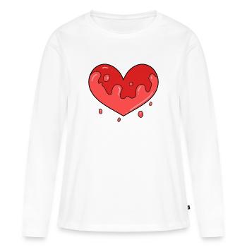 Herz Blut - Frauen Premium Bio Langarmshirt - Weiß - Vorne - Julia (174cm)