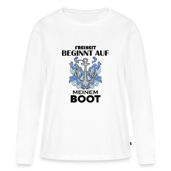 Motorboot Kapitän - Frauen Premium Bio Langarmshirt - Weiß - Vorne - Julia (174cm)