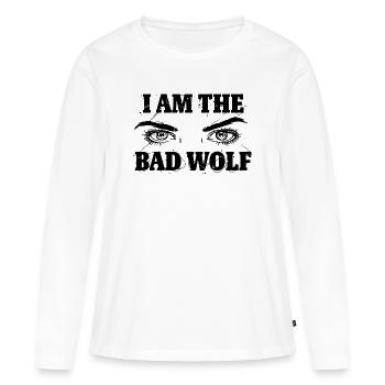 Mauvais loup - T-shirt manches longues Premium bio Femme - blanc - Devant - Julia (174cm)