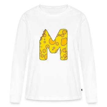 Lettre M - T-shirt manches longues Premium bio Femme - blanc - Devant - Julia (174cm)