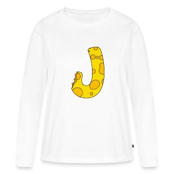 Lettre J - T-shirt manches longues Premium bio Femme - blanc - Devant - Julia (174cm)