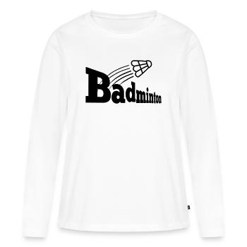 Perspective Bagminton avec navette - T-shirt manches longues Premium bio Femme - blanc - Devant - Julia (174cm)