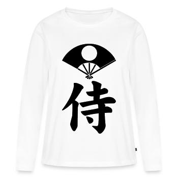 Emblème samouraï du clan Satake (noir) - T-shirt manches longues Premium bio Femme - blanc - Devant - Julia (174cm)