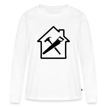Construction de maison à logo d’outil de charpentier - T-shirt manches longues Premium bio Femme - blanc - Devant - Julia (174cm)