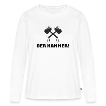 Der Hammer von Thor - Frauen Premium Bio Langarmshirt - Weiß - Vorne - Julia (174cm)