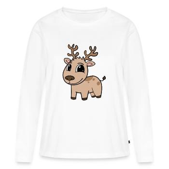 Chevreuil - T-shirt manches longues Premium bio Femme - blanc - Devant - Julia (174cm)