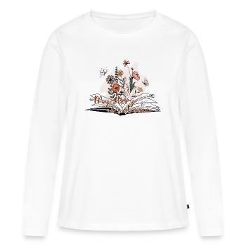 Meine Geschichte ist noch nicht zu Ende - Frauen Premium Bio Langarmshirt - Weiß - Vorne - Julia (174cm)