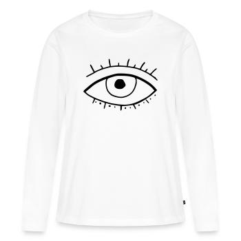 Oeil - T-shirt manches longues Premium bio Femme - blanc - Devant - Julia (174cm)