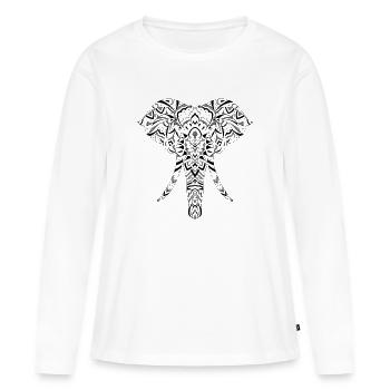Éléphant graphique - T-shirt manches longues Premium bio Femme - blanc - Devant - Julia (174cm)