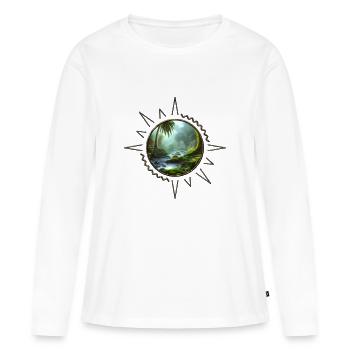 au milieu de la jungle - T-shirt manches longues Premium bio Femme - blanc - Devant - Julia (174cm)