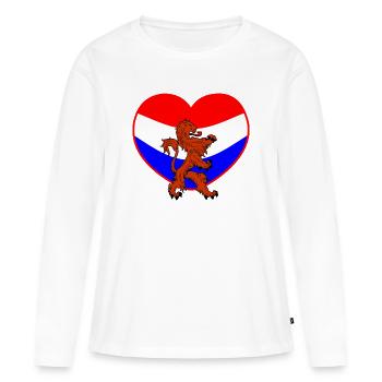 Lion hollandais au cœur rouge blanc bleu - T-shirt manches longues Premium bio Femme - blanc - Devant - Julia (174cm)