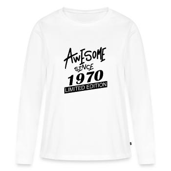 1970 - Jahrgang 1970 - Frauen Premium Bio Langarmshirt - Weiß - Vorne - Julia (174cm)