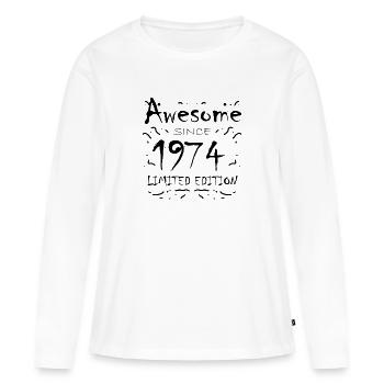 1974 - Né en 1974 - T-shirt manches longues Premium bio Femme - blanc - Devant - Julia (174cm)