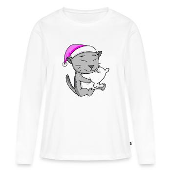 Ägyptische Mau - Frauen Premium Bio Langarmshirt - Weiß - Vorne - Julia (174cm)