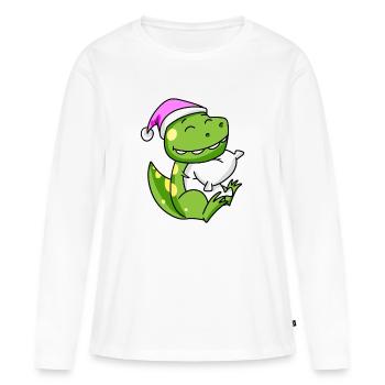 Dinosaure avec oreiller et bonnet de couchage - T-shirt manches longues Premium bio Femme - blanc - Devant - Julia (174cm)