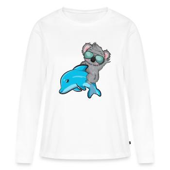 Koala et Delfin - T-shirt manches longues Premium bio Femme - blanc - Devant - Julia (174cm)