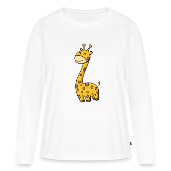 Drôle drôle de girafe - T-shirt manches longues Premium bio Femme - blanc - Devant - Julia (174cm)