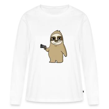 Sloth with pistol - Women's Premium Organic Long Sleeve Shirt - white - Front - Julia (174cm)