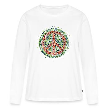Peace - Symbol in rot-grün Farbenblind - Frauen Premium Bio Langarmshirt - Weiß - Vorne - Julia (174cm)