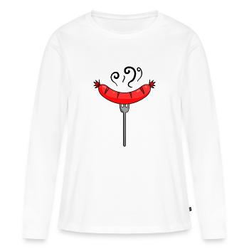 Saucisse Currywurst Viande Bratwurst Grillwurst - T-shirt manches longues Premium bio Femme - blanc - Devant - Julia (174cm)
