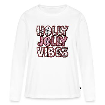 Holly Jolly Vibes - T-shirt manches longues Premium bio Femme - blanc - Devant - Julia (174cm)