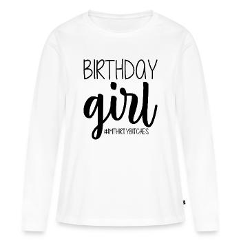 Fille d’anniversaire - T-shirt manches longues Premium bio Femme - blanc - Devant - Julia (174cm)