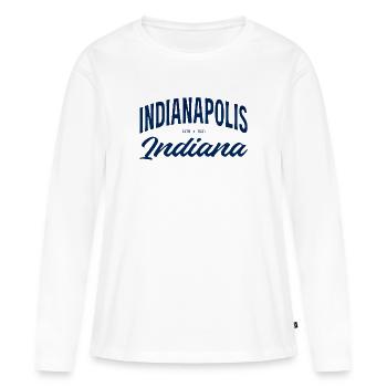 Écriture Indianapolis Indy Vintage - T-shirt manches longues Premium bio Femme - blanc - Devant - Julia (174cm)