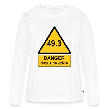 49.3 danger - T-shirt manches longues Premium bio Femme - blanc - Devant - Julia (174cm)