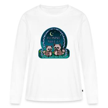 Bonne Nuit - Couple de ratons laveurs - T-shirt manches longues Premium bio Femme - blanc - Devant - Julia (174cm)