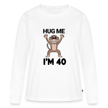 40 ans - 40 ans - câlin - T-shirt manches longues Premium bio Femme - blanc - Devant - Julia (174cm)