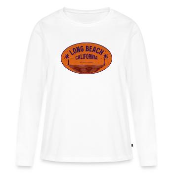 Vintage Long Beach Californie - T-shirt manches longues Premium bio Femme - blanc - Devant - Julia (174cm)