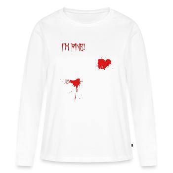 Je vais bien, éclaboussures de sang - T-shirt manches longues Premium bio Femme - blanc - Devant - Julia (174cm)