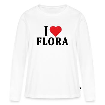 t-shirt J’aime Flora idée cadeau t-shirt - T-shirt manches longues Premium bio Femme - blanc - Devant - Julia (174cm)