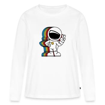 Astronaute épris de paix - Mignon Signe de la paix Spaceman - T-shirt manches longues Premium bio Femme - blanc - Devant - Julia (174cm)