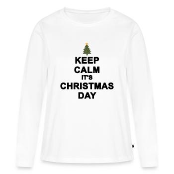 keep calm christmas - T-shirt manches longues Premium bio Femme - blanc - Devant - Julia (174cm)