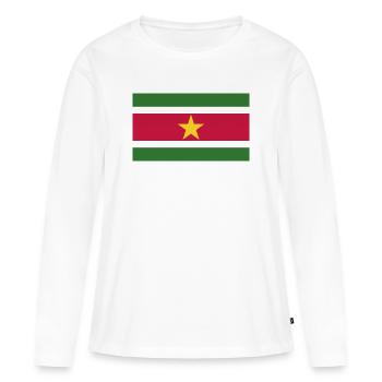 Drapeau national du Suriname - T-shirt manches longues Premium bio Femme - blanc - Devant - Julia (174cm)