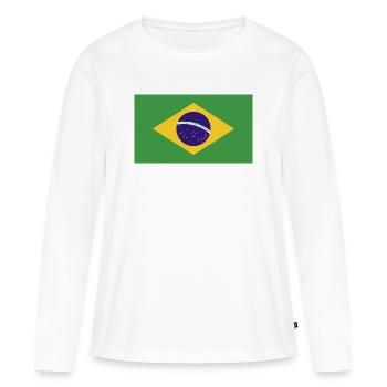 Drapeau national du Brésil - T-shirt manches longues Premium bio Femme - blanc - Devant - Julia (174cm)