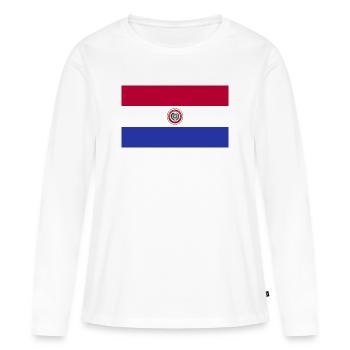 Drapeau national du Paraguay - T-shirt manches longues Premium bio Femme - blanc - Devant - Julia (174cm)