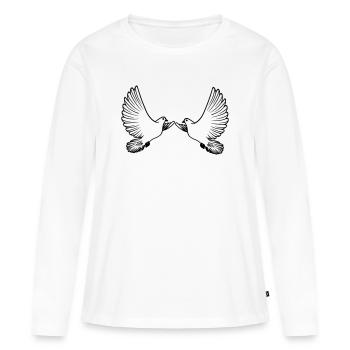 Deux pigeons transparents - T-shirt manches longues Premium bio Femme - blanc - Devant - Julia (174cm)