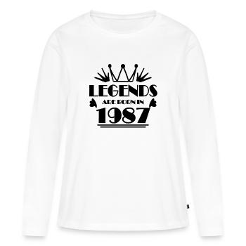 1987 - Jahrgang 1987 - Frauen Premium Bio Langarmshirt - Weiß - Vorne - Julia (174cm)