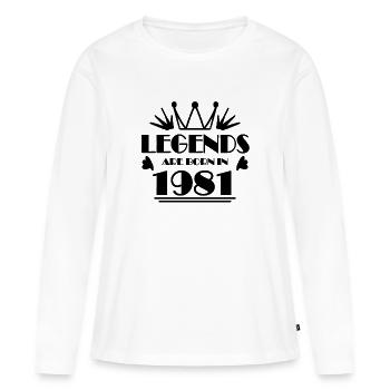 1981 - Né en 1981 - T-shirt manches longues Premium bio Femme - blanc - Devant - Julia (174cm)