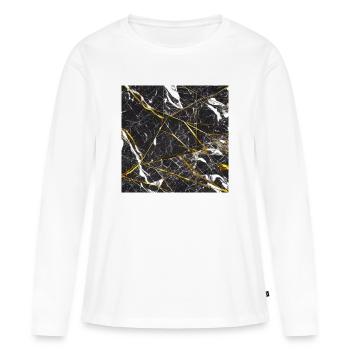 Marbre Or Noir Imitation Marbre - T-shirt manches longues Premium bio Femme - blanc - Devant - Julia (174cm)