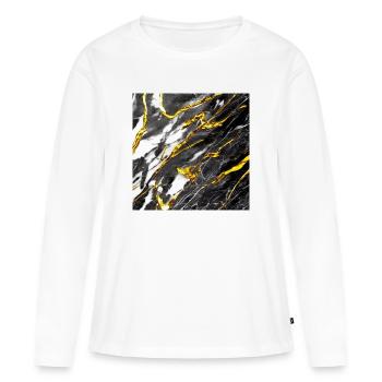 Optique de marbre Or Noir - T-shirt manches longues Premium bio Femme - blanc - Devant - Julia (174cm)