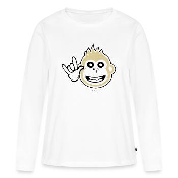 Rocher sur singe - T-shirt manches longues Premium bio Femme - blanc - Devant - Julia (174cm)