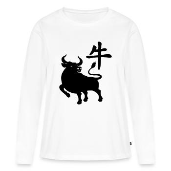 Caractère chinois OS avec image du système d’exploitation, ombre - T-shirt manches longues Premium bio Femme - blanc - Devant - Julia (174cm)
