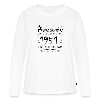 1951 - Né en 1951 - Fantastique depuis 1951 - T-shirt manches longues Premium bio Femme - blanc - Devant - Julia (174cm)