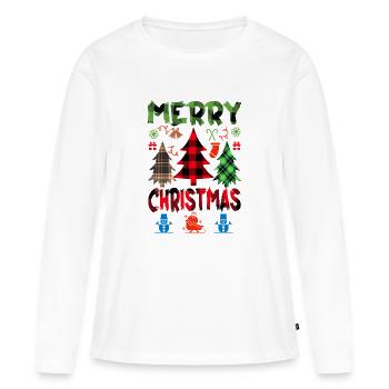 Weihnachten, Weihnachten, Weihnachten, Weihnachten - Frauen Premium Bio Langarmshirt - Weiß - Vorne - Julia (174cm)
