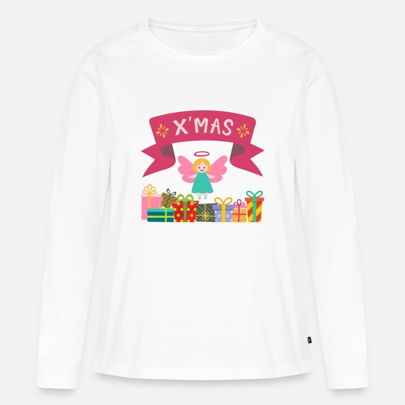 XMAS Engel mit Geschenken - Frauen Premium Bio Langarmshirt - Weiß
