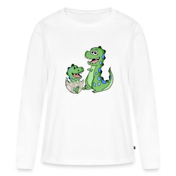 Dinosaur with baby dinosaur - Women's Premium Organic Long Sleeve Shirt - white - Front - Julia (174cm)