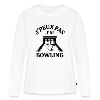 bowling, strike, fan de bowling - T-shirt manches longues Premium bio Femme - blanc - Devant - Julia (174cm)